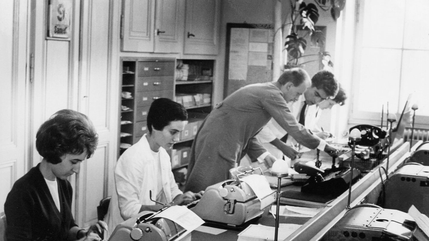 office télégraphiste de Lausanne en 1961