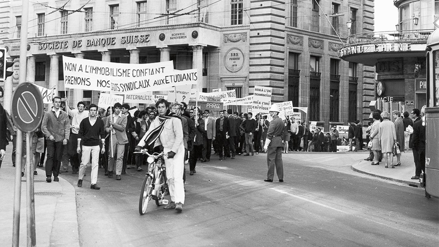 Manifestation de soutien des étudiants, mai 68, Lausanne